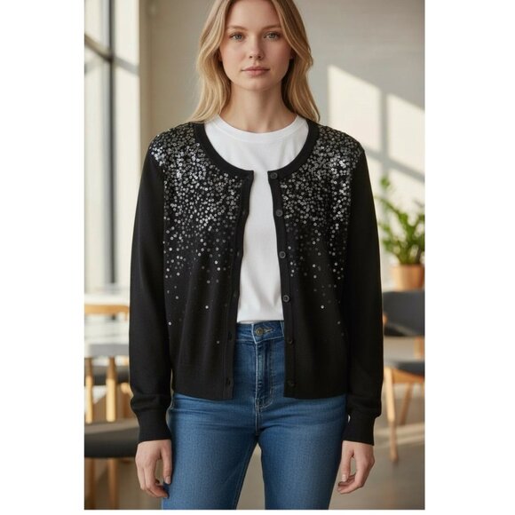 JONES NEW YORK SEQUIN SPARKLE CARDIGAN medium - Picture 4 of 7